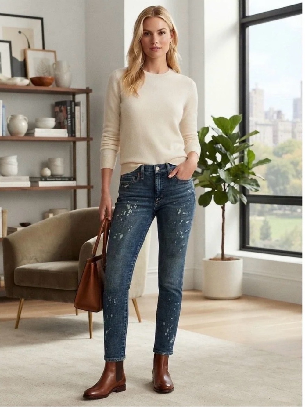 Polo Ralph Lauren Paint Splatter Denim Avery Boyfriend jeans